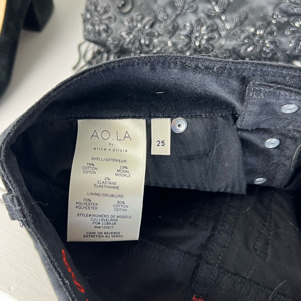 NWT AO.LA by alice + olivia Good High-Rise Button-Fly Velvet Skinny Jeans 25 - Picture 8 of 13